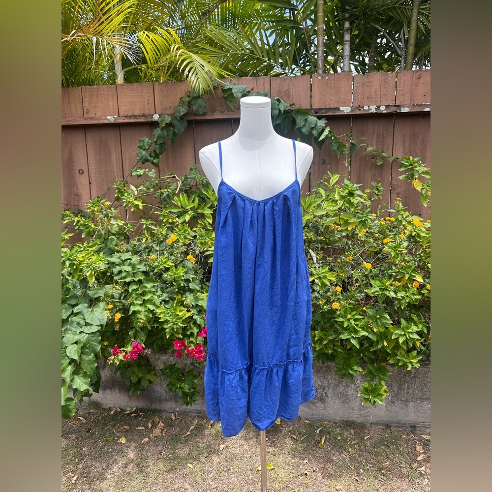 Gap 100% Linen Dress Blue Size S